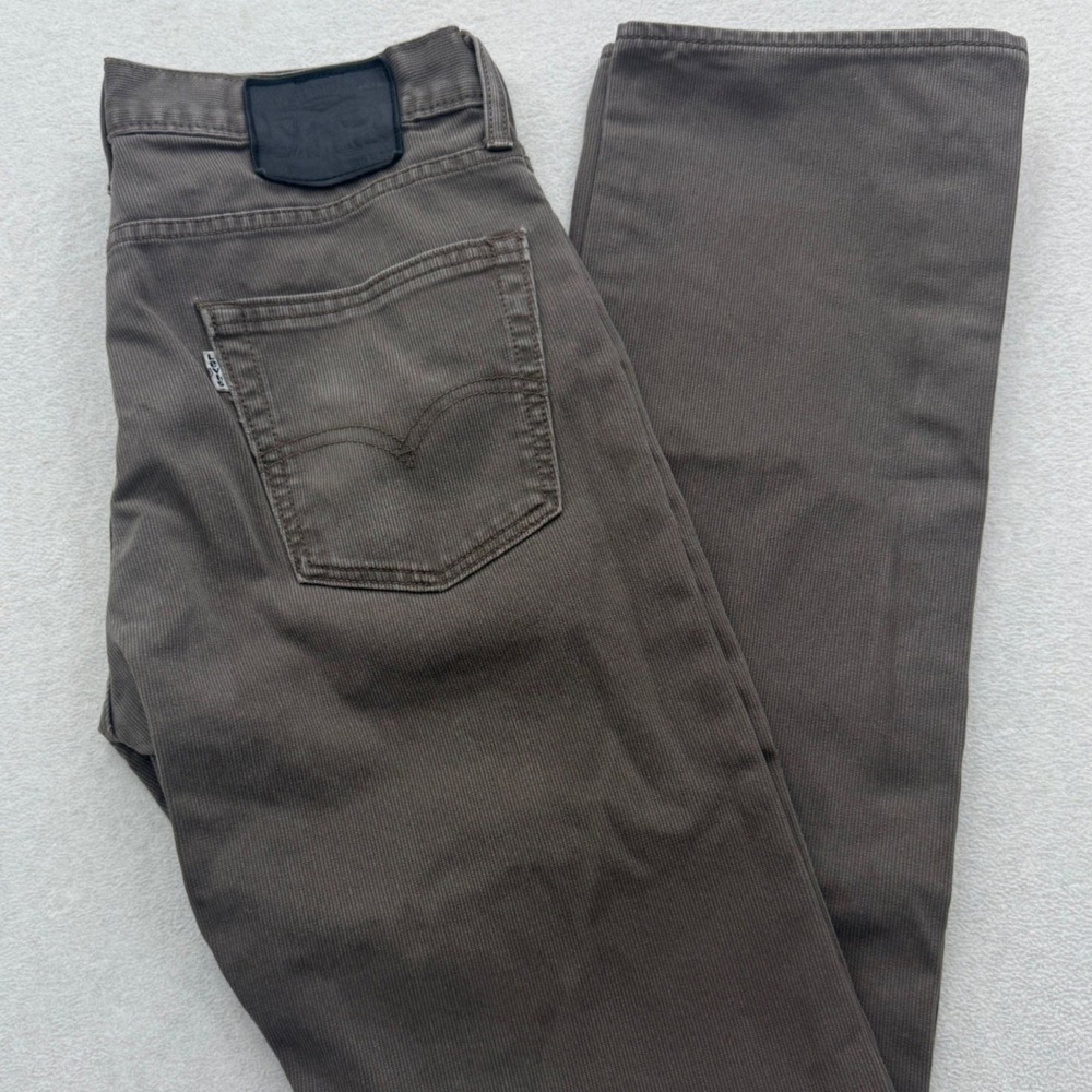 Levis 513 Slim Straight Pants Mens 30x32 Brown Grey Corduroy-Like Textured Jeans